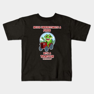 Never Underestimate a Frog with a Tractor Kids T-Shirt